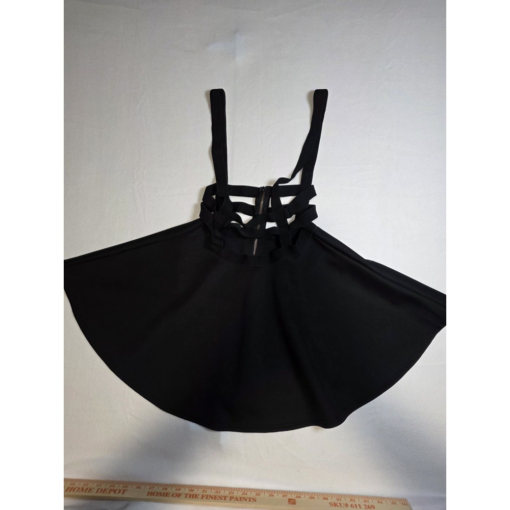 Urban Coco Woman's Black Casual Cut Out Pinafore Midi Dress Skater Retro Size S